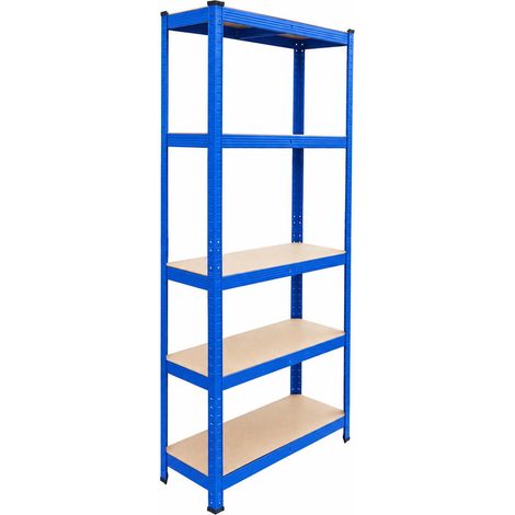 Relaxdays Estantería de carga, 180 x 60 x 30 cm, 875 kg, 5 niveles, sótano, sistema de encaje, azul/marrón (1/5)