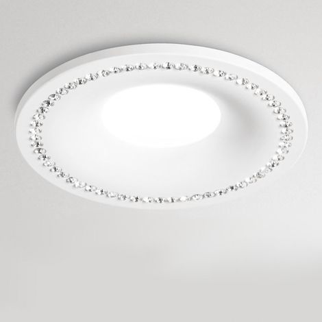 Faretto incasso alluminio gea led coralie 1 gfa190 led spot strass bianco opaco tondo interno gu10 ip20