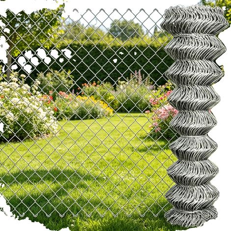 Clôture en maille diamant, acier galvanisé, 25M x 0,8M, taille de maille 6cm x 6cm, résistant aux intempéries, adapté pour jardin/patio (1/4)