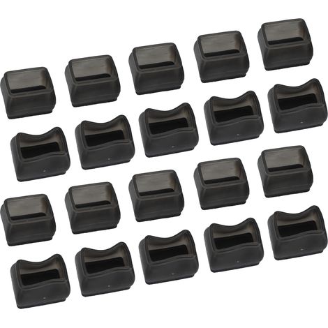 Lot de 20 protège-pieds de chaise rectangulaires en feutre noir transparent, anti-rayures et anti-bruit, pour pieds de table. (1/5)