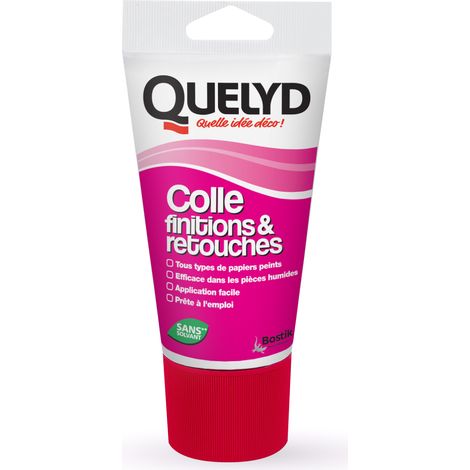 Quelyd Colle Papiers Peints Finitions et Retouches – Colle Raccord Papiers Peints – Colle Frises Papiers Peints et Décoration – Sans Solvant – Couleur : Blanc Crème – Tube 100 g (1/6)