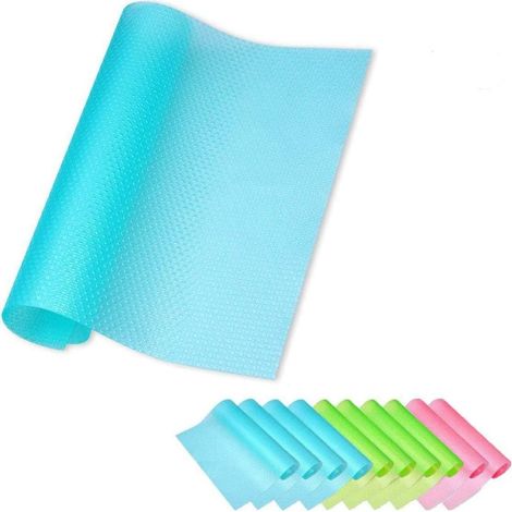 12 PCS Réfrigérateur Pad Salade Veg Liner Frais Tablettes Non Slip Réfrigérateur Tapis Lavable DIY Placard Tapis De Chaussures Tapis De Table Tapis De Tiroir Tapis-bleu、vert、rose (1/5)