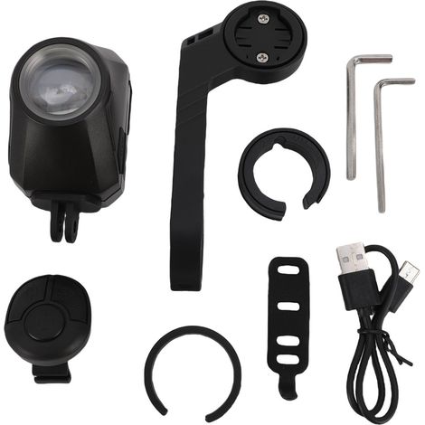Phare de vélo sans fil avec télécommande, lumière avant réglable étanche en alliage d'aluminium noir avec support pour cyclisme (1/5)