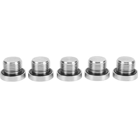 5 pièces bouchons de tuyau M18x1.5 acier inoxydable filetage mâle douille hexagonale raccords avec rondelle caoutchouc pour étanchéité eau, huile, gaz (1/5)