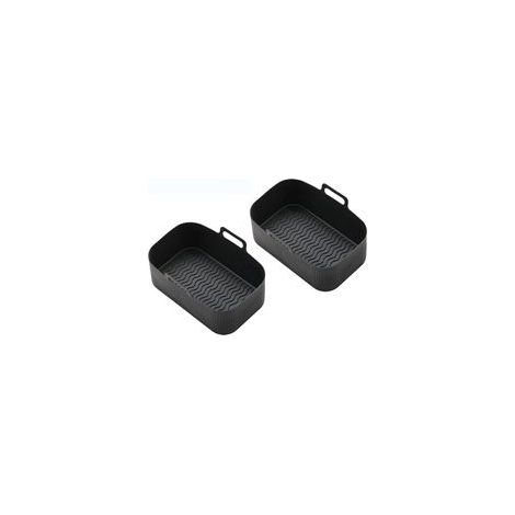 Lot de 2 plateaux pour friteuse à air, silicone, noir (1/5)