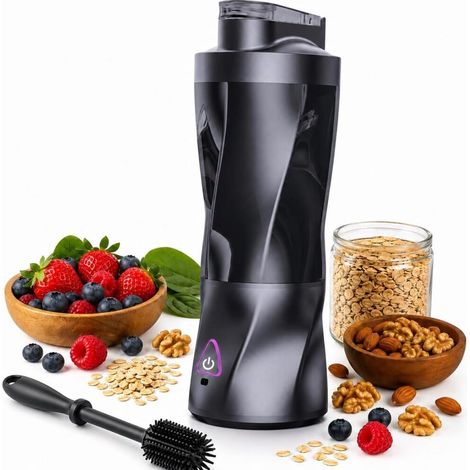Blender transportable 700 ml Broyeur à Glace Mixeur Smoothie Milkshake Rechargeable 6 Lames Inox 360 (1/5)