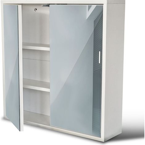 Specchio Bagno con Mobile Contenitore in Legno e Ripiani Interni Narciso