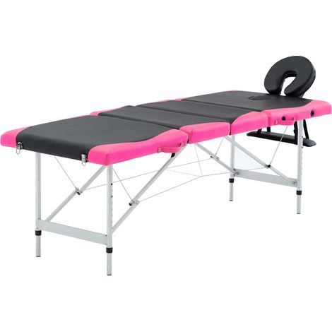 Table de massage pliable 4 zones en aluminium noir et rose, hauteur réglable 59-81 cm - PANGIVO (1/5)