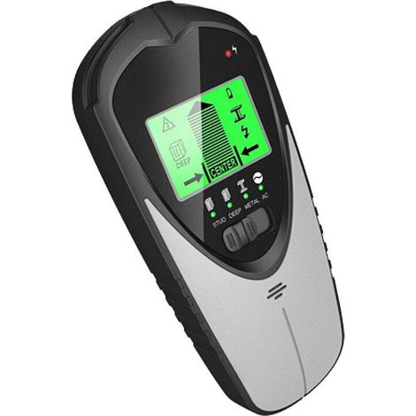 Detector de montantes 4 en 1 para montaje en pared, con pantalla LCD y señal acústica de alerta para madera, cables de CA y detección de vigas, color plateado, una pieza.