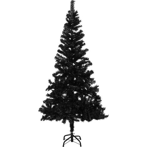 Albero di Natale  Albero natalizio  Albero festivo Preilluminato con Palline Nero 180 cm PVC (1/5)