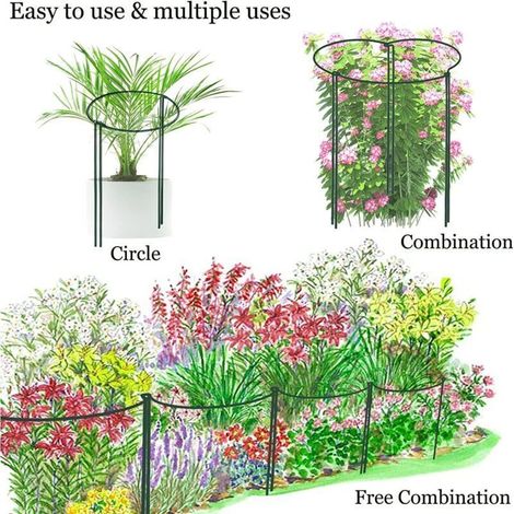 Set mit 10 Gartenpflanzenstützen, halbrunde Gartenpflanzenstützen für Tomaten, Pfingstrosen, Hortensien, Kletterpflanzen, Zimmer- und Gartenblumen (25x40cm) (1/5)
