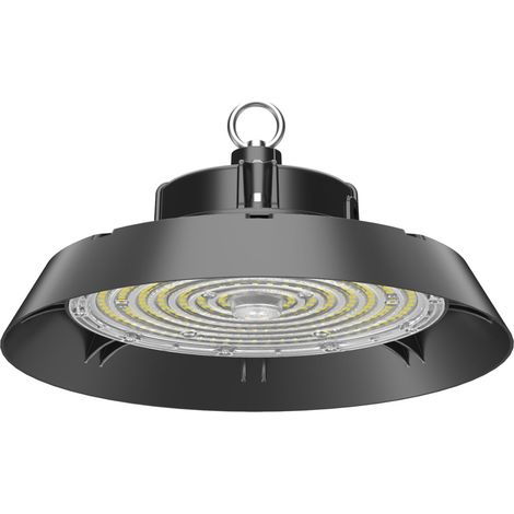 Faro LED Industriale UFO 200W 150W 100W Regolabile, 32000LM 160lm/W 4000K Neutro IP65 Dimmerabile 0-10V, Lampada LED High Bay Rotonda per Capannoni Magazzini 5 Anni Garanzia
