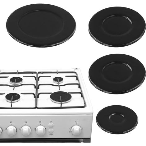 Lot de 4 cache-brûleurs, Fer et Aluminium, Diamètres 55mm 75mm 100mm, Pour cuisinière à gaz (1/5)