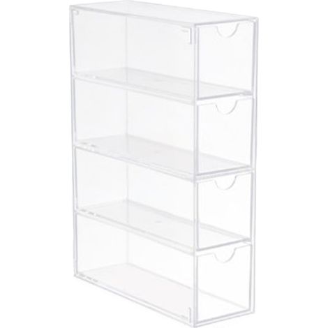 Boîte de rangement à lunettes à 4 tiroirs en acrylique transparent, empilable, pour lunettes de soleil, maquillage et articles de bureau.