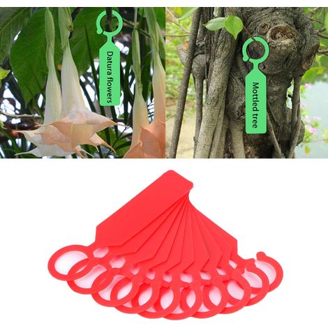 Marqueurs de jardinage étiquettes suspension PVC 11x2.4cm 100Pcs rouge, étiquettes pour plantes fleurs pots avec design bracelet circulaire (1/5)
