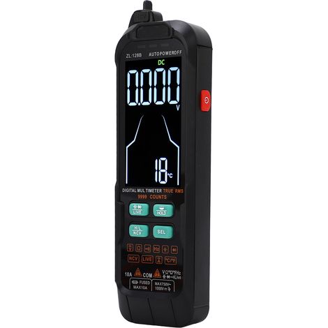 Digitales Multimeter, tragbar, großes Display mit Hintergrundbeleuchtung, 1000 mAh Akku, Strom- und Spannungsmessung 0–1000 V (1/5)