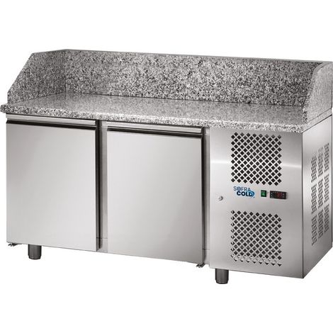 Table à pizza GN 1/1 - Dessus granit - Prof. 750 - 2 portes - 210 L - Électrique - TPZ2 - Sofraca (1/2)