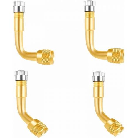 4 Pcs Professionnel Kit Adaptateur d'Extension de Valve de Pneu,Extension de Tige de Valve de Pneu, Prolongateur Coude pour Valve de Pneu, pour Voiture Camion Moto Vélo (90°, 135°) (1/5)