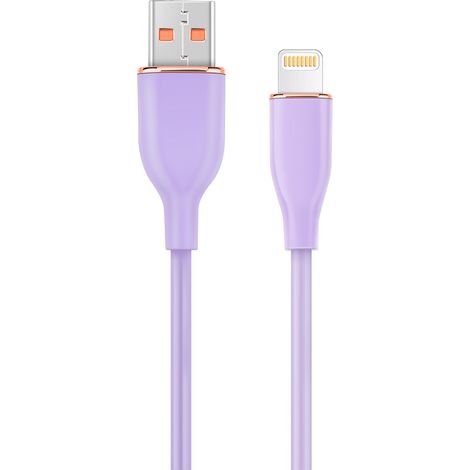 Cable de carga y datos de silicona premium de 8 clavijas, 1,5 m, Violeta