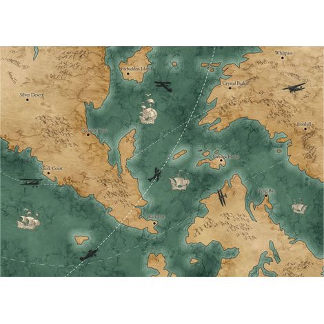 Komar Wandtapete - Old Travel Map - 250 x 350 cm - Vlies Digitaldruck - für Kinderzimmer (1/2)
