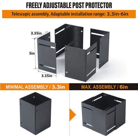 Protecteur de poteau réglable 8,4 à 15,2 cm – Protection contre la pluie et l'érosion – Pour boîtes aux lettres, terrasses, clôtures