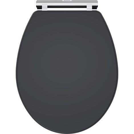 Balterley Swynnerton Traditional Bathroom Soft Close Wooden Toilet Seat, Dark Grey