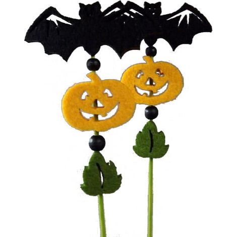 Schwarze Filzfledermäuse mit Kürbissen – Halloween-Dekoration (1/2)