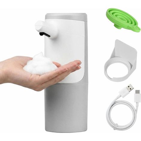 Dispensador automático de jabón de 430 ml con sensor inteligente, recargable por USB, dispensador de jabón manos libres para baño y cocina (1/5)
