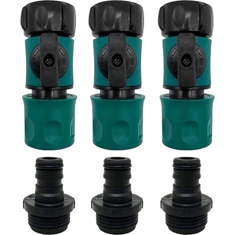 Connecteur rapide pour tuyau d'arrosage 8.5x3.5CM avec valve, raccords rapides 3/4 ", connecteur en plastique ABS (1/5)