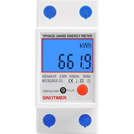 Single-phase sub-meter, 80A max modular, single tariff, LCD display (1/4)