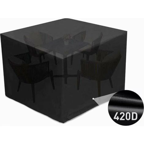 Housse Salon de Jardin, Couverture Bâche Etanche de Protection 420D pour Table/Meuble, Imperméable, Anti-UV, Poussière,Vieillissement, Déchirure(noir) (1/4)