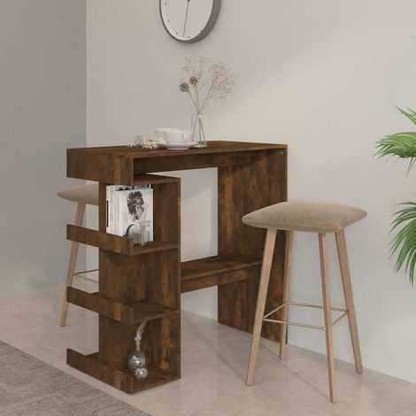 vidaXL Mesa alta con estante roble ahumado 100x50x101,5 cm (1/5)