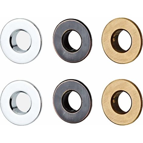Linghhang – Lot de 6 anneaux de trop-plein en laiton – Finition chrome et patine noire – Diamètre 30mm pour évier de salle de bain ou cuisine (1/5)