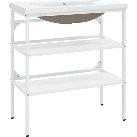 Struttura lavabo da bagno 79 x 38 x 83 cm vasca da incasso ferro bianco 020006771