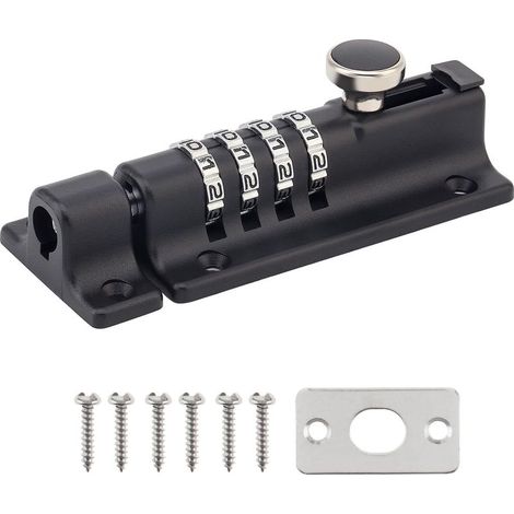 Lucchetto a combinazione, lucchetto a 4 cifre con viti, serratura a codice per armadio, garage, capannone (nero) (1/5)