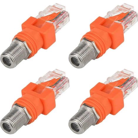 Lot de 4 adaptateurs coaxiaux vers Ethernet, convertisseurs RF femelle coaxiale vers RJ45 mâle, adaptés aux testeurs de ligne. (1/4)