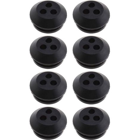 Satz mit 8 schwarzen Gummidichtungen für Kraftstofftanks mit 3 Löchern, 5 mm Lochdurchmesser, zum Austausch bei Laubbläsern, Freischneidern und Rasenmähern