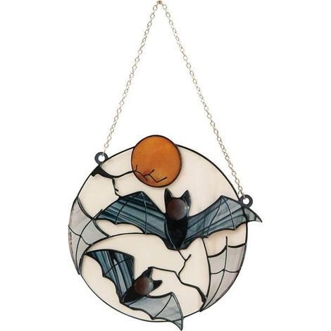 Décorations d'Halloween à suspendre en forme de chauve-souris en acrylique, décoration d'intérieur(16cmx16cmx2cm, A-blanc) (1/5)