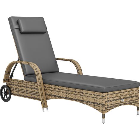 Lettino prendisole con materassino reclinabile regolabile in più posizioni, braccioli e ruote, 200 x 73 x 30-103 cm, giallo