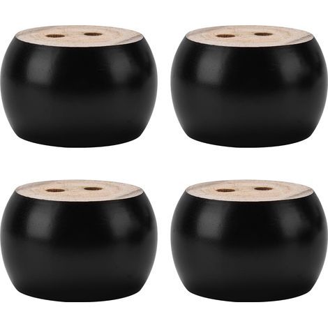 Set di 4 gambe per mobili in legno massello tornito nero, alte 5 cm, viti non incluse, per divani, armadi e poltrone reclinabili. (1/4)