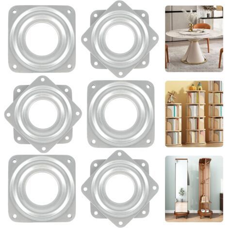 – Plateau pivotant 6 pièces en métal – 72 x 72 mm – Capacité 30 kg – Pour postes de travail et étagères rotatives (1/5)