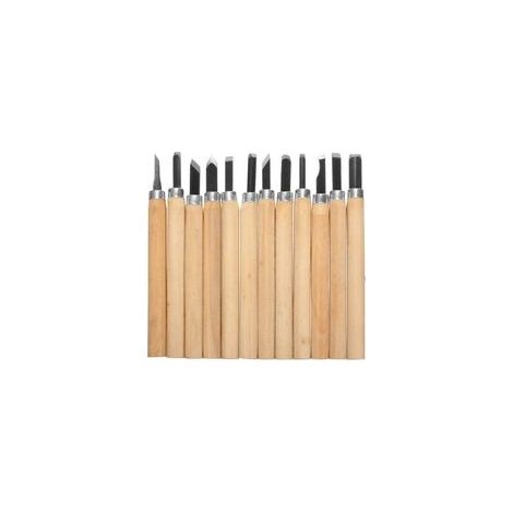 12-teiliges Set Hand-Holzgravurwerkzeugen, Holzschnitzmesser, Holzschnitzmeißel für Bildhauer, Schreiner, Hobbykünstler und Töpfer  - Crezuo