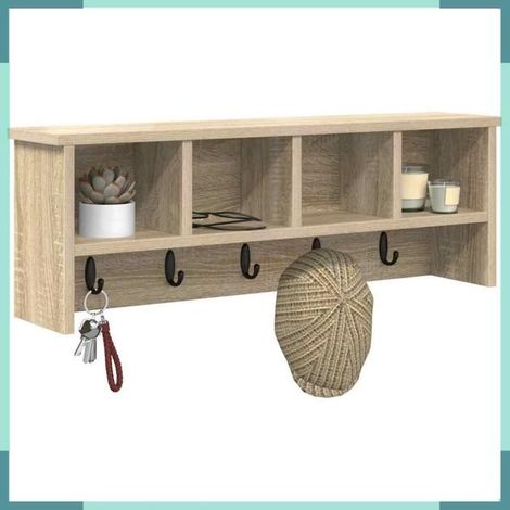 874317 Porte-manteau mural avec étagère Chêne sonoma 75 x 16 x 26 cm (1/5)