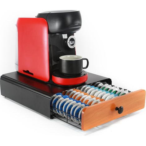 Porte Capsule Compatible pour Tassimo Capsules,Porte Dosette de café,Tiroir Métal, Distributeur, Support Dosette de Café, Tiroir Étagère Empilable pour Stockage,Noir.