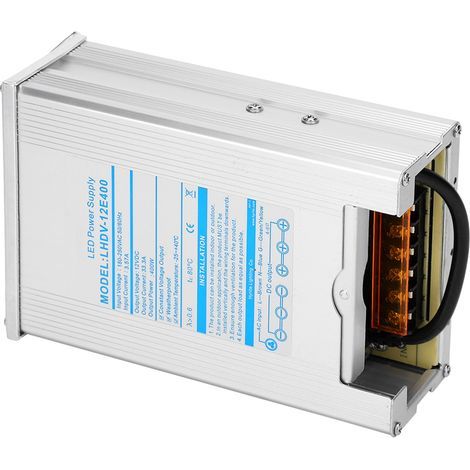 Alimentation à découpage étanche 400W en alliage d'aluminium pour modules LED, driver 12V (LHDV-12E400) (1/5)