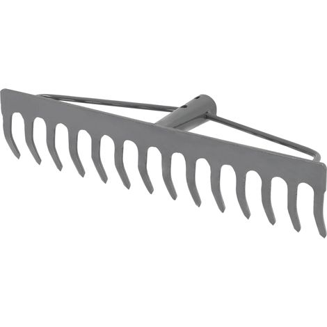 KOTARBAU® Rateau à Feuille - Métal - 36 cm - Râteau Jardin - 14 Dents - Gris - Outil Robuste Pour Entretien Gazon Jardinage - sans Manche (1/5)