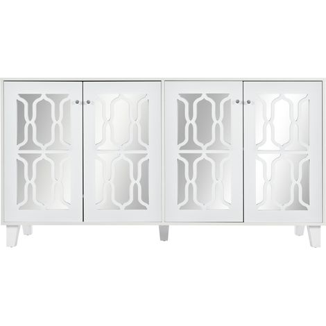 ELVMI Credenza con 4 Ante e Ripiano Regolabile per Soggiorno e Sala da Pranzo in MDF 160 × 40 × 84 cm Bianco (1/5)