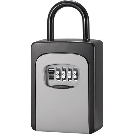 Coffre-fort à clés avec couvercle anti-poussière, pas besoin d'installer une combinaison de 4 chiffres, boîtier de stockage de mot de passe, cadenas, Code réinitialisable, support extérieur (1/5)