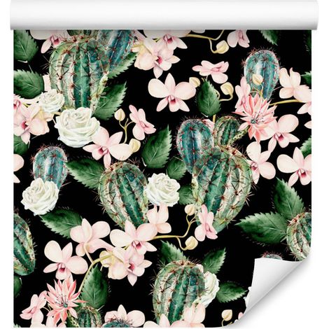 Papel pintado con flores de orquídeas para salón y dormitorio, 50x1000 cm. (1/5)