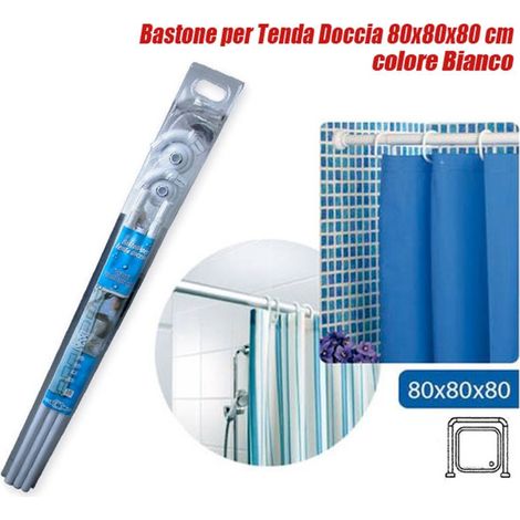 Trade Shop - Barra De Ducha Y Bañera Cortina Marco Blanco 80x80x80cm -